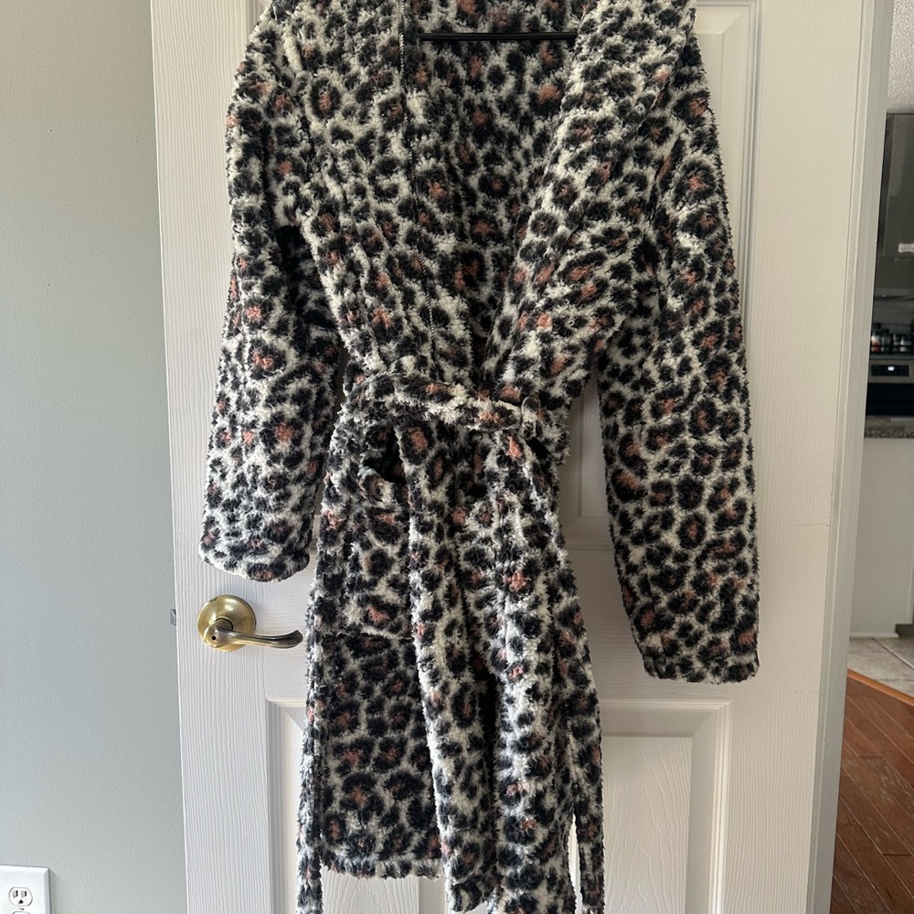 Leopard Print Fuzzy Belted Robe